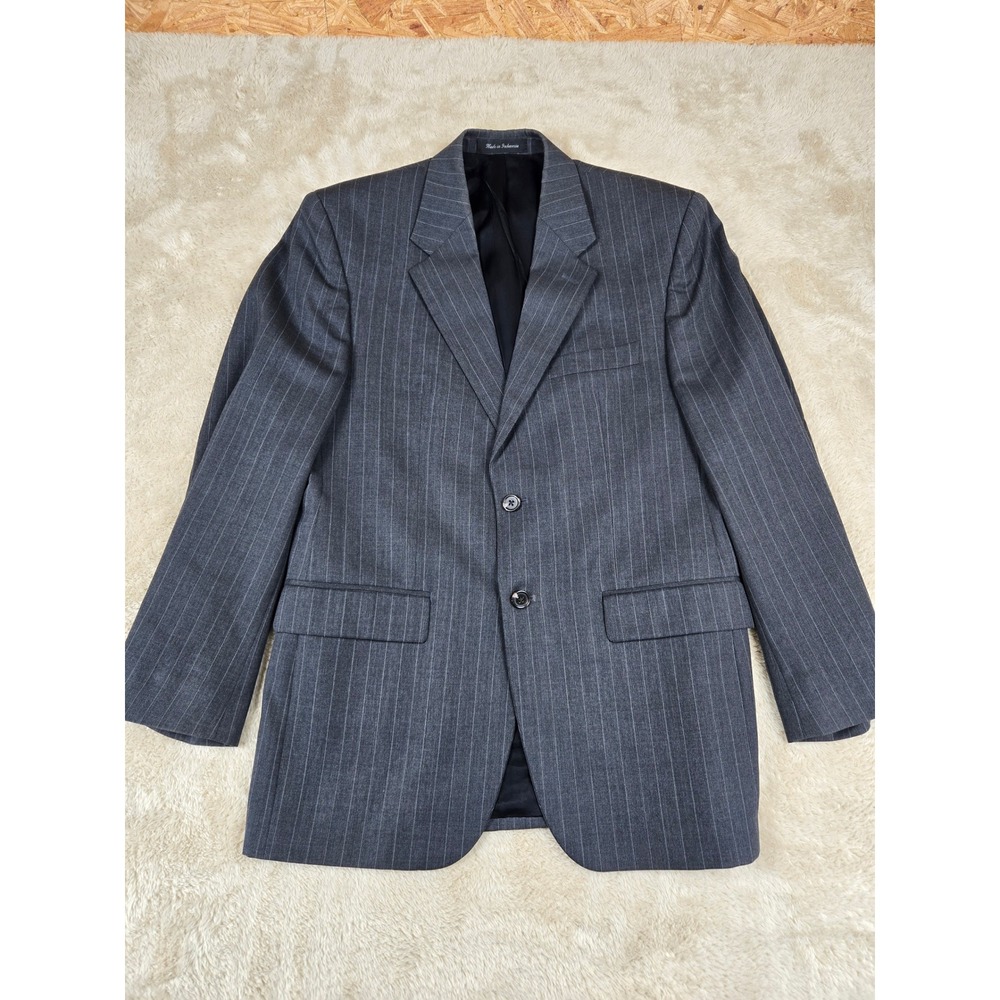 Chaps Mens Grey Pinstripe Wool Blazer Suit Jacket Size 38R‎